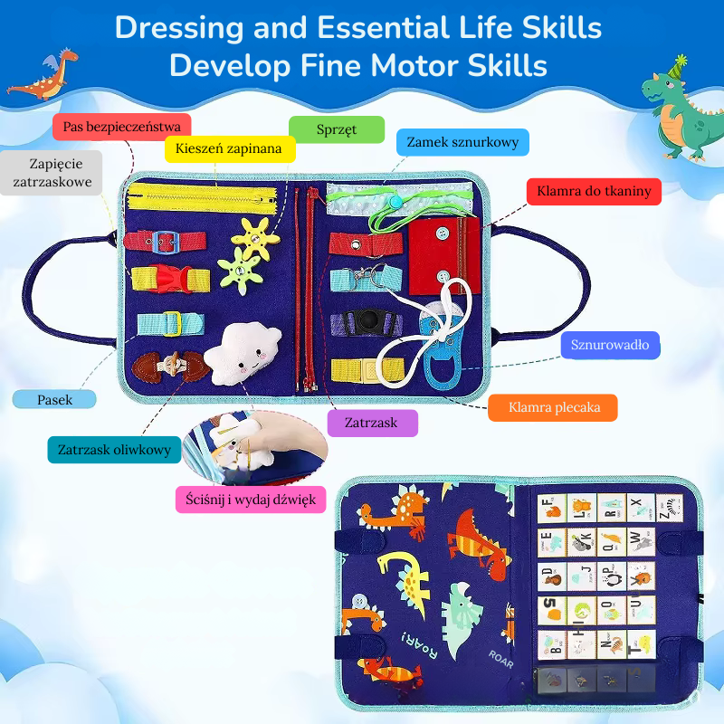 Tablica sensoryczna Montessori „Mądre Rączki” – zabawka edukacyjna dla dzieci 1–4 lata